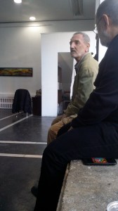 Dan Botezan (fine artist) and his friend Orinocco (visual artist) at the Orizont Gallery, Bucharest, February 2020