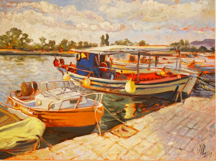 port in grecia. ulei pe panza 60x80 cm