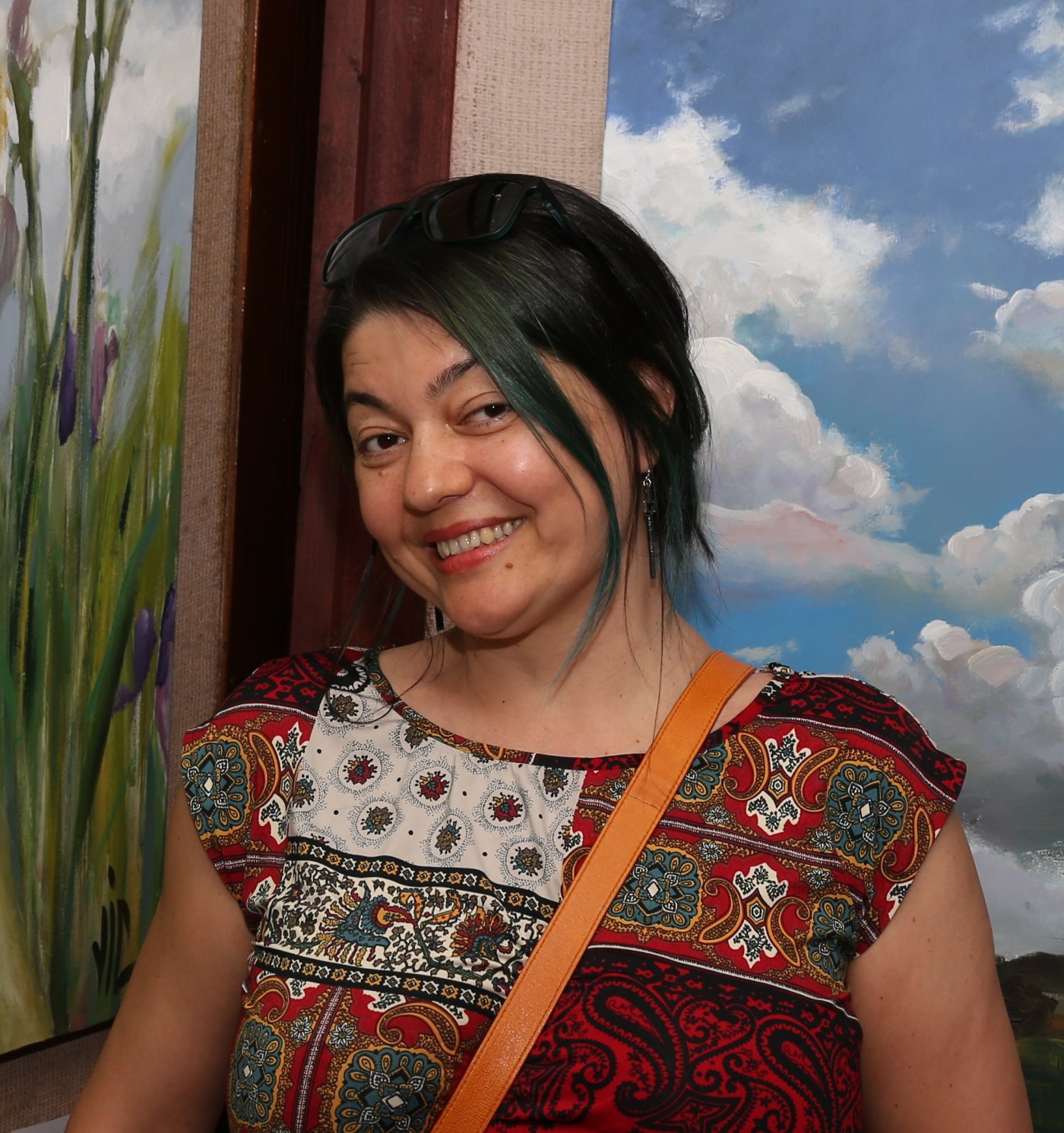 Portrait of Vali Irina Ciobanu, fine artist, at an Exhibition, in 2019